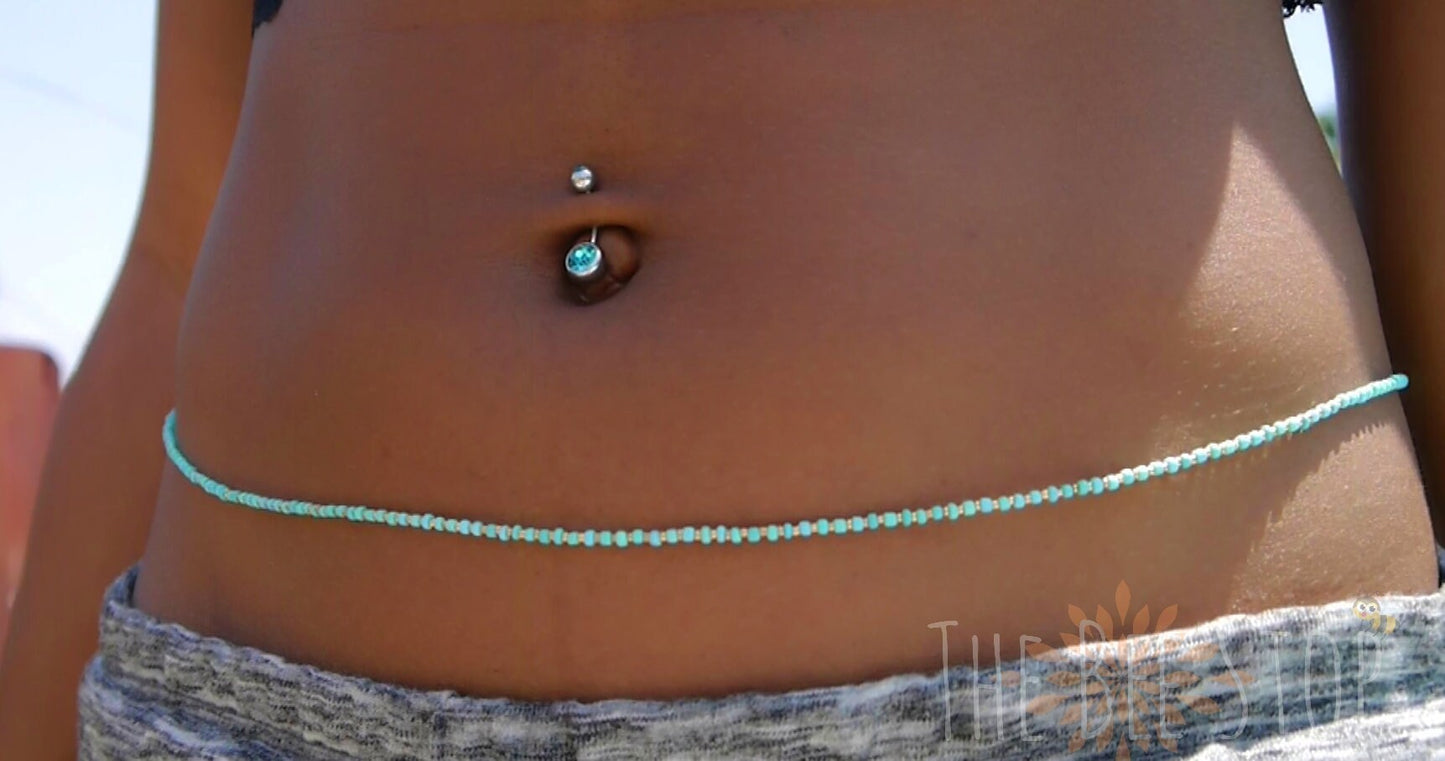 Turquoise n' Gold  》Waist Beads